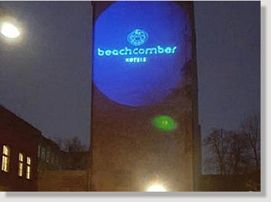 Technik Laser Logo auf Hauswand