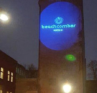 Technik Laser Logo auf Hauswand